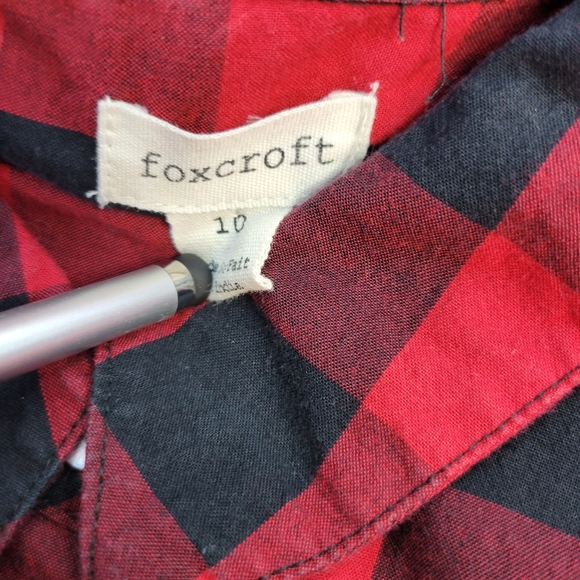 Foxcroft Womens Button Up Check Blouse Red Black Size 10 - Picture 2 of 12